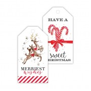 Christmas Gift Tags, Prancing Reindeer, Roseanne Beck